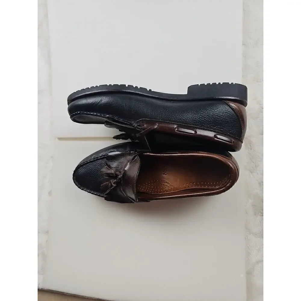 Allen edmunds Shoes Mens 8D Nashua tasssel loafer black/brown Slip On Preppy